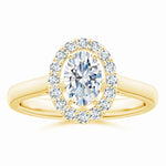 Load image into Gallery viewer, Prong-Set Oval Lab-Grown Diamond Floating Halo Engagement Ring
