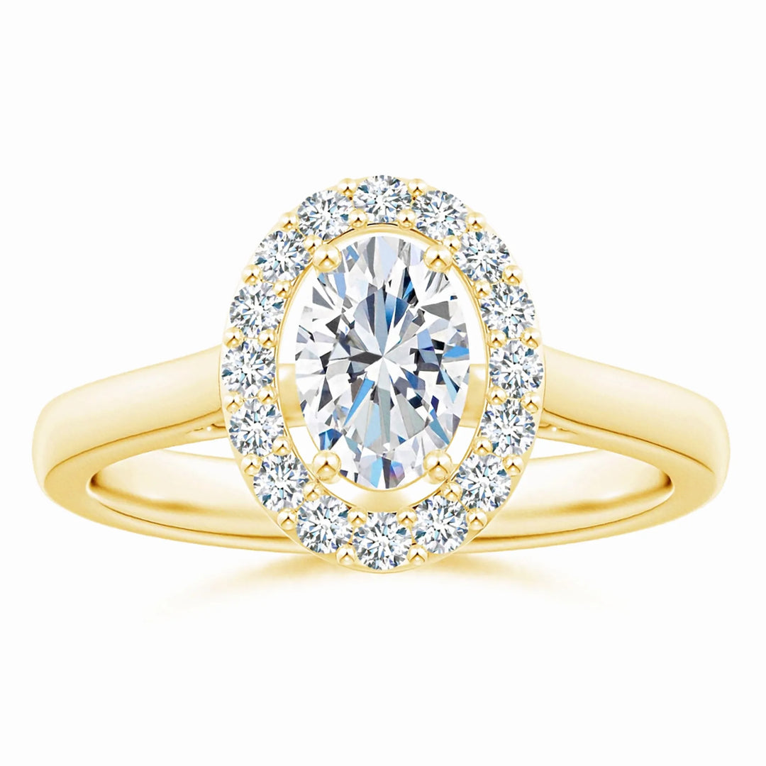 Prong-Set Oval Lab-Grown Diamond Floating Halo Engagement Ring