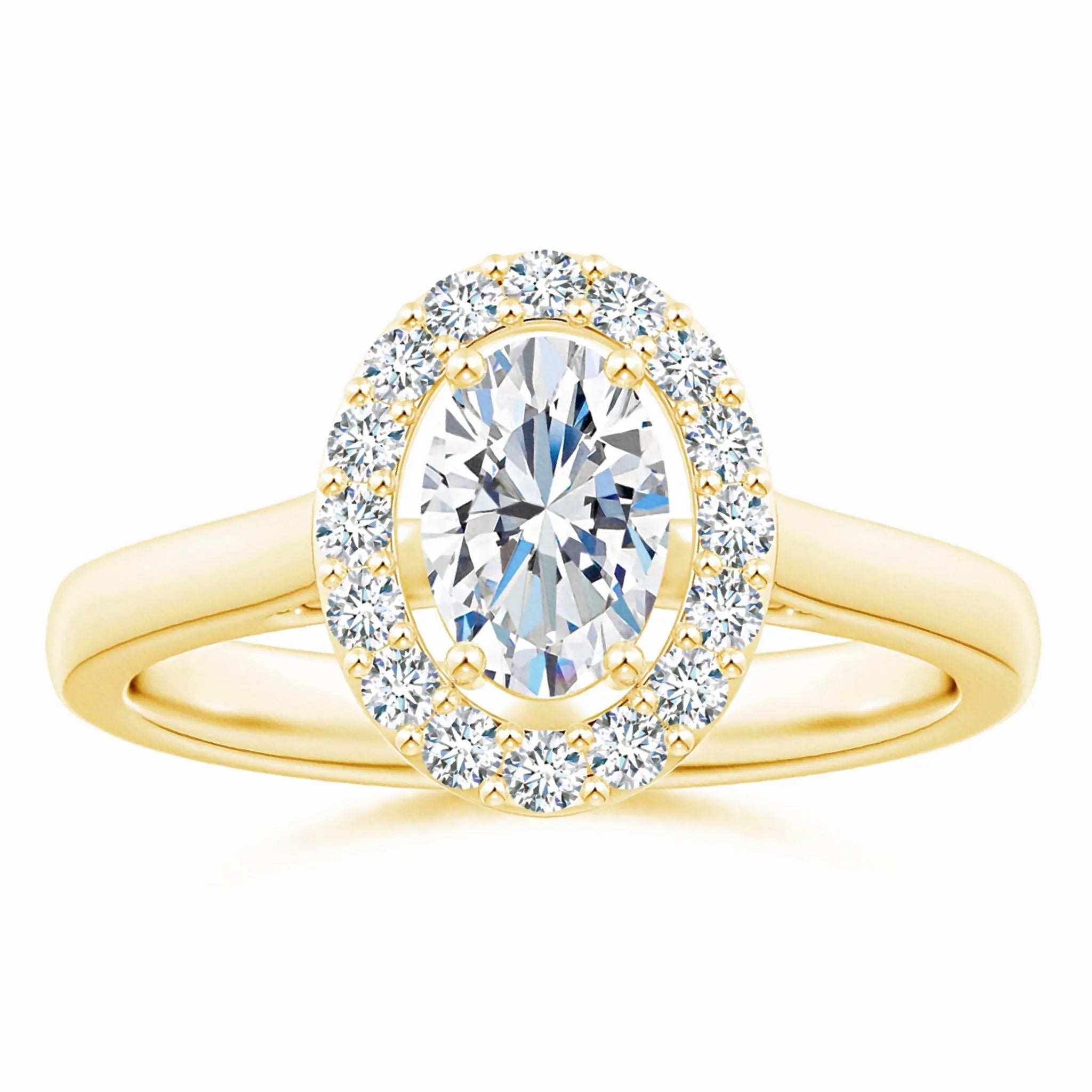 Prong-Set Oval Lab-Grown Diamond Floating Halo Engagement Ring