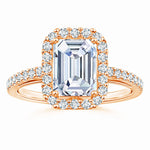 Load image into Gallery viewer, Prong-Set Emerald-Cut Lab-Grown Diamond Halo Ring
