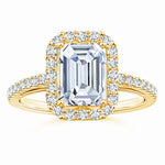 Load image into Gallery viewer, Prong-Set Emerald-Cut Lab-Grown Diamond Halo Ring
