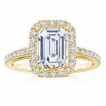 Prong-Set Emerald-Cut Lab-Grown Diamond Halo Ring