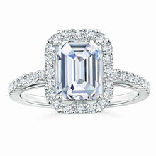 Prong-Set Emerald-Cut Lab-Grown Diamond Halo Ring