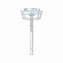 Prong-Set Emerald-Cut Lab-Grown Diamond Halo Ring