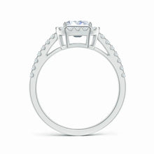 Prong-Set Emerald-Cut Lab-Grown Diamond Halo Ring