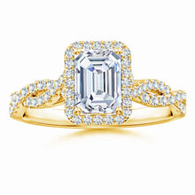 Lab-Grown Emerald-Cut Diamond Halo Twisted Shank Engagement Ring