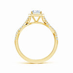 Load image into Gallery viewer, Lab-Grown Emerald-Cut Diamond Halo Twisted Shank Engagement Ring
