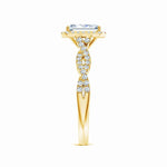Load image into Gallery viewer, Lab-Grown Emerald-Cut Diamond Halo Twisted Shank Engagement Ring
