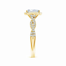 Lab-Grown Emerald-Cut Diamond Halo Twisted Shank Engagement Ring