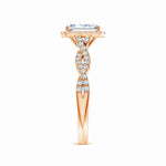 Load image into Gallery viewer, Lab-Grown Emerald-Cut Diamond Halo Twisted Shank Engagement Ring
