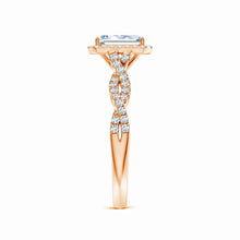 Lab-Grown Emerald-Cut Diamond Halo Twisted Shank Engagement Ring