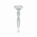 Load image into Gallery viewer, Lab-Grown Emerald-Cut Diamond Halo Twisted Shank Engagement Ring

