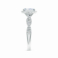 Lab-Grown Emerald-Cut Diamond Halo Twisted Shank Engagement Ring