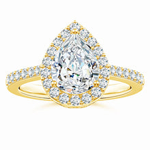 Prong-Set Pear Lab-Grown Diamond Ring with Halo