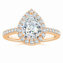 Prong-Set Pear Lab-Grown Diamond Ring with Halo