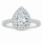 Load image into Gallery viewer, Prong-Set Pear Lab-Grown Diamond Ring with Halo
