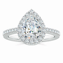 Prong-Set Pear Lab-Grown Diamond Ring with Halo