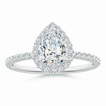 Load image into Gallery viewer, Lab-Grown Pear-Shaped Diamond Classic Halo Engagement Ring
