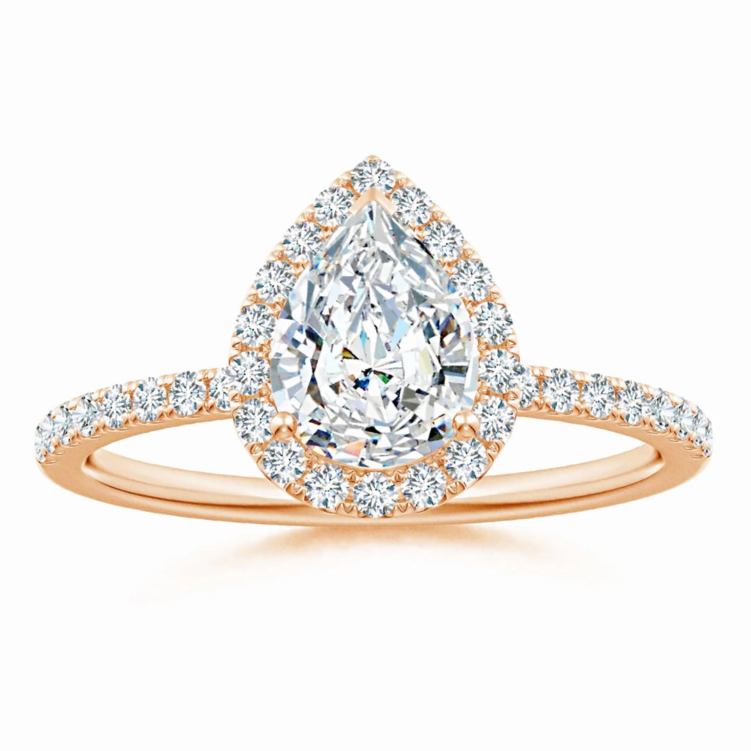 Lab-Grown Pear-Shaped Diamond Classic Halo Engagement Ring