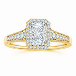 Load image into Gallery viewer, Lab-Grown Radiant-Cut Diamond Halo Engagement Ring with Milgrain
