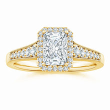 Lab-Grown Radiant-Cut Diamond Halo Engagement Ring with Milgrain