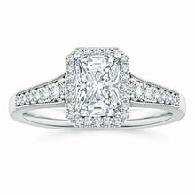 Lab-Grown Radiant-Cut Diamond Halo Engagement Ring with Milgrain