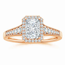 Lab-Grown Radiant-Cut Diamond Halo Engagement Ring with Milgrain