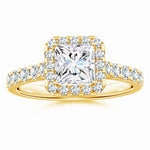 Load image into Gallery viewer, Lab-Grown Princess-Cut Diamond Halo Engagement Ring
