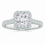 Load image into Gallery viewer, Lab-Grown Princess-Cut Diamond Halo Engagement Ring
