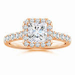 Load image into Gallery viewer, Lab-Grown Princess-Cut Diamond Halo Engagement Ring
