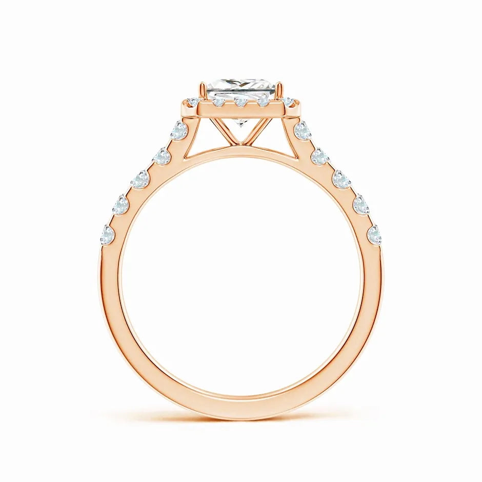 Lab-Grown Princess-Cut Diamond Halo Engagement Ring
