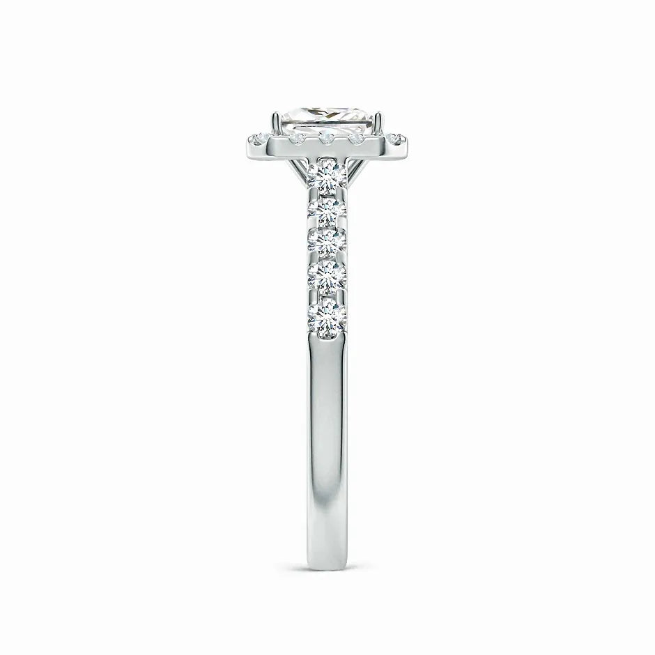Lab-Grown Princess-Cut Diamond Halo Engagement Ring