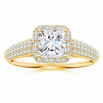 Load image into Gallery viewer, Lab-Grown Princess-Cut Diamond Halo Engagement Ring with Pave-Set Accents
