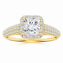 Lab-Grown Princess-Cut Diamond Halo Engagement Ring with Pave-Set Accents
