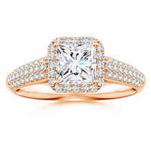Lab-Grown Princess-Cut Diamond Halo Engagement Ring with Pave-Set Accents