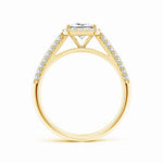 Load image into Gallery viewer, Lab-Grown Princess-Cut Diamond Halo Engagement Ring with Pave-Set Accents
