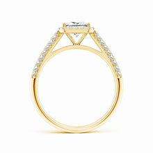 Lab-Grown Princess-Cut Diamond Halo Engagement Ring with Pave-Set Accents