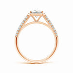 Load image into Gallery viewer, Lab-Grown Princess-Cut Diamond Halo Engagement Ring with Pave-Set Accents
