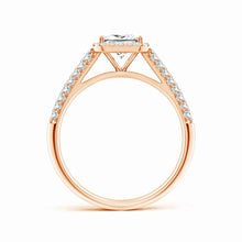 Lab-Grown Princess-Cut Diamond Halo Engagement Ring with Pave-Set Accents