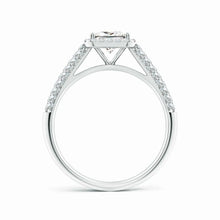 Lab-Grown Princess-Cut Diamond Halo Engagement Ring with Pave-Set Accents
