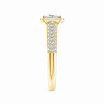 Load image into Gallery viewer, Lab-Grown Princess-Cut Diamond Halo Engagement Ring with Pave-Set Accents
