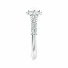 Lab-Grown Princess-Cut Diamond Halo Engagement Ring with Pave-Set Accents