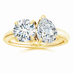 Load image into Gallery viewer, Lab-Grown Round &amp; Pear Diamond Two-Stone Engagement Ring
