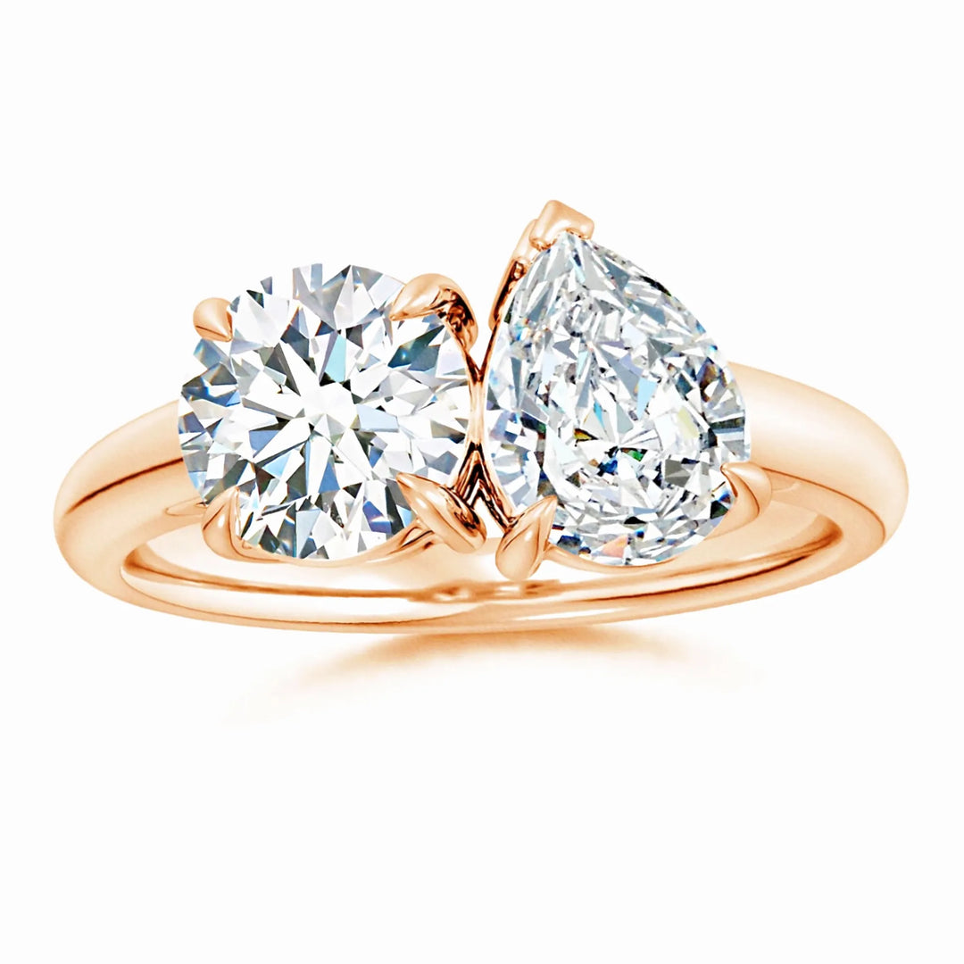 Lab-Grown Round & Pear Diamond Two-Stone Engagement Ring