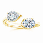 Load image into Gallery viewer, Lab-Grown Oval &amp; Pear Diamond Two-Stone Open Ring
