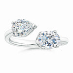 Load image into Gallery viewer, Lab-Grown Oval &amp; Pear Diamond Two-Stone Open Ring
