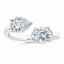 Lab-Grown Oval & Pear Diamond Two-Stone Open Ring