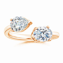 Lab-Grown Oval & Pear Diamond Two-Stone Open Ring