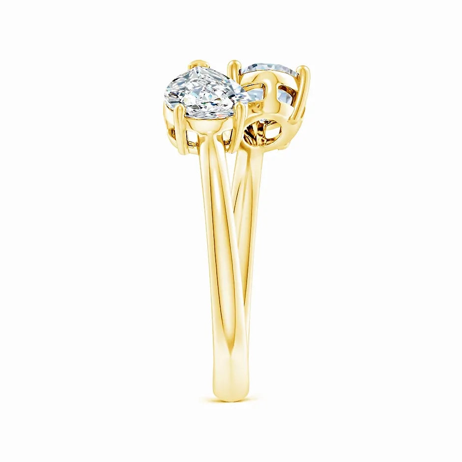 Lab-Grown Oval & Pear Diamond Two-Stone Open Ring