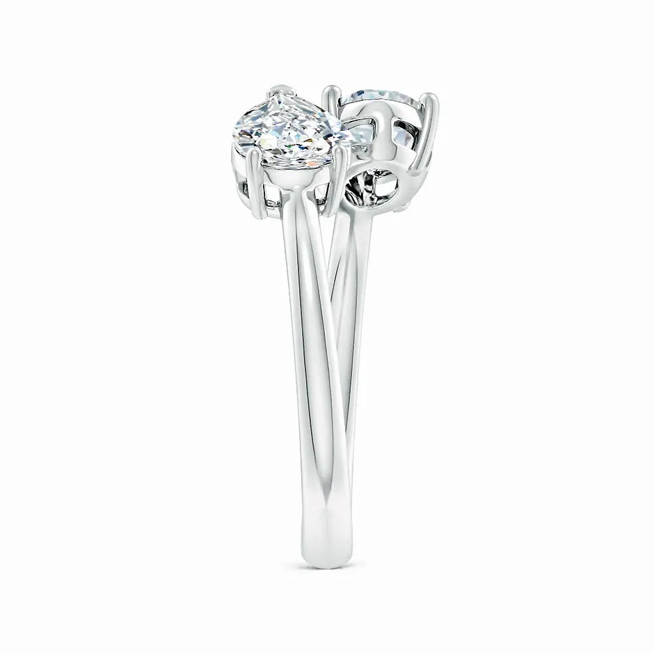 Lab-Grown Oval & Pear Diamond Two-Stone Open Ring